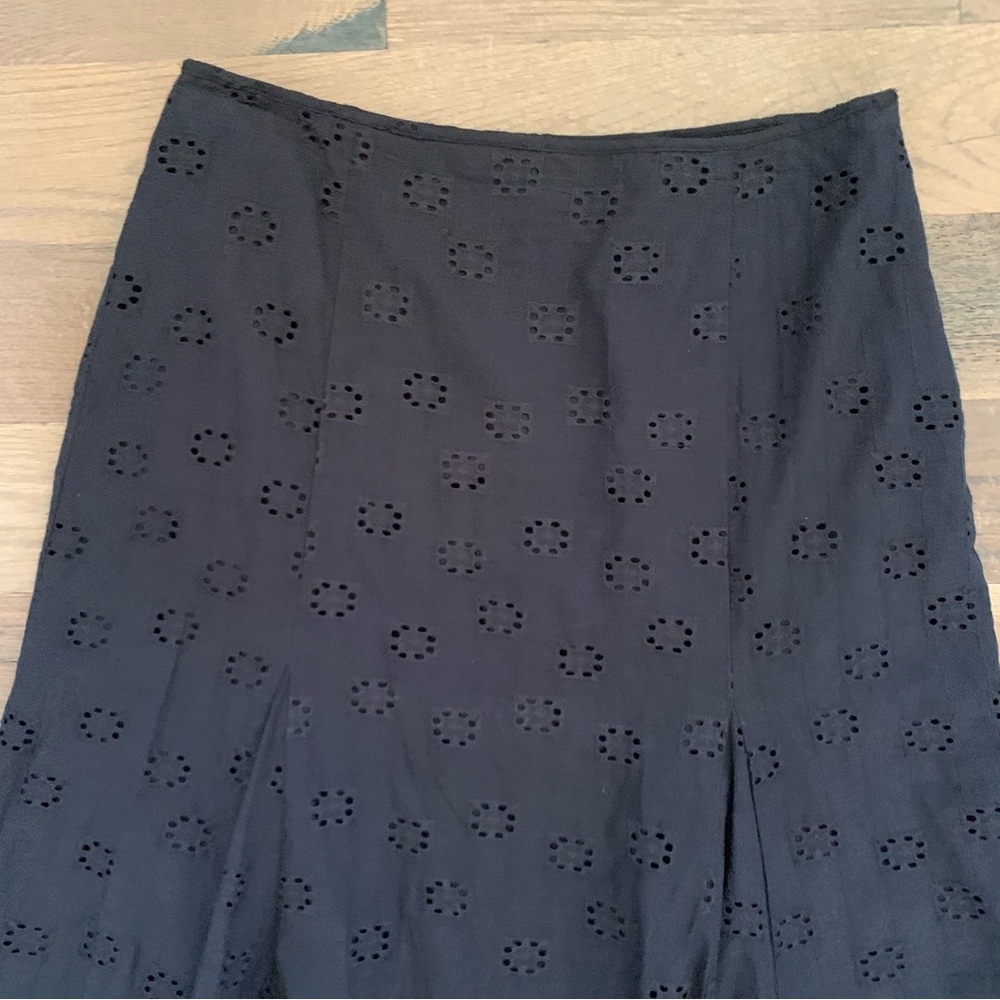 Nine & Co Black Eyelet Cotton Midi Flare Skirt Size 8 - Picture 3 of 7